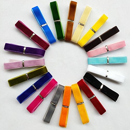 Chenkou Craft 20 Yards 5/8" Velvet Ribbon Total 20 Colors Assorted Lots Bulk - Image 4