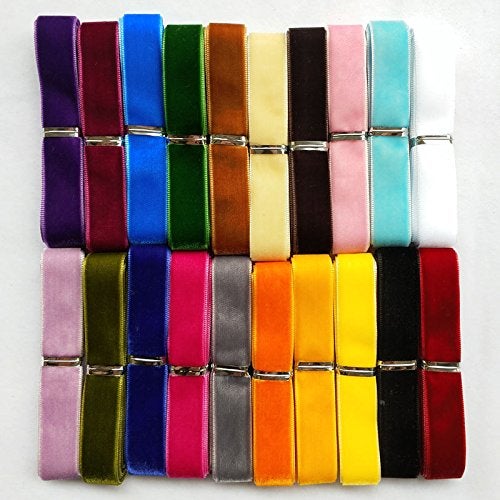 Chenkou Craft 20 Yards 5/8" Velvet Ribbon Total 20 Colors Assorted Lots Bulk - Image 3