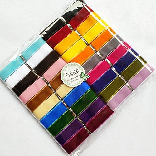 Chenkou Craft 20 Yards 5/8" Velvet Ribbon Total 20 Colors Assorted Lots Bulk - Image 2