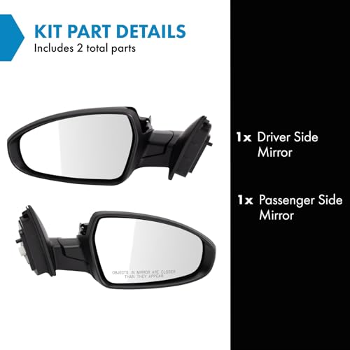 TRQ Driver & Passenger Side Mirror Set Compatible with 2019-2023 Kia Forte KI1320226 KI1321226 - Image 2
