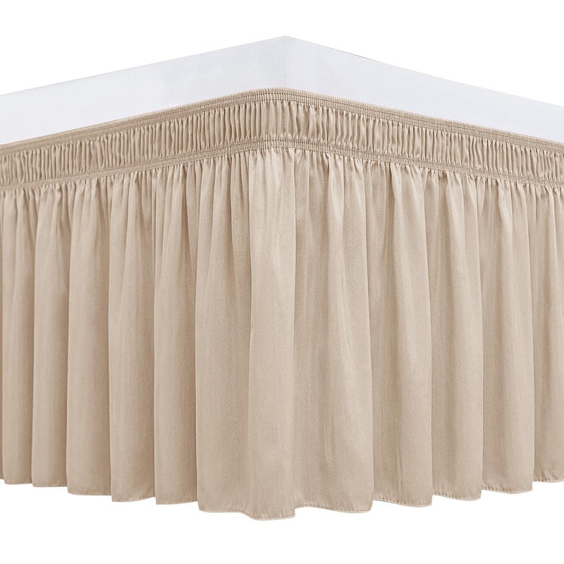 Biscaynebay Biscaynebay Wrap Around Bed Skirts for King  Cal King Beds 14 Drop Sand Adjustable Elastic Dust Ruffles Easy Fit Wrinkle Resistant Silky Luxurious Fabric Machine Washable 