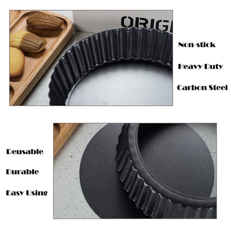 Webake 9.5 Inch Tart Pan Heavy Duty Quiche Pan Removable Bottom Nonstick Deep Baking Dish Pie Plate Pie Mold - Image 3