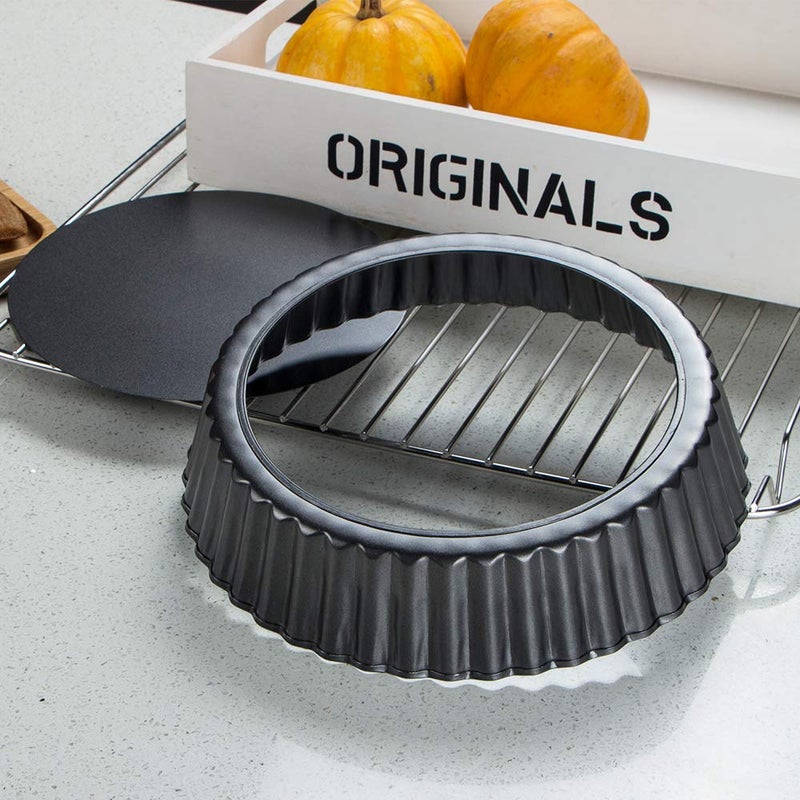 Webake 9.5 Inch Tart Pan Heavy Duty Quiche Pan Removable Bottom Nonstick Deep Baking Dish Pie Plate Pie Mold - Image 2