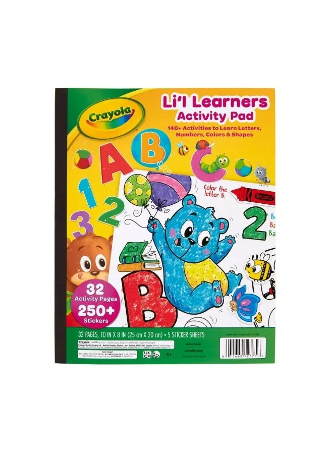 كرايولا Crayola - Lil' Learners Activity Pad, 32 Pages + COLORING & STICKER BOOK – Multicolour | includes 32 coloring and activity pages with 250+ stickers | perfect for on-the-go coloring | Recommended for ages 3 years and up