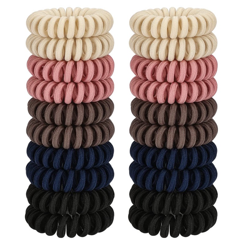 JessLab Spiral Hair Ties 20 Pcs Traceless Phone Cord Hair Ties No Crease Spiral Bracelet Plastic Coil Ponytail Holders NoDamage Headband Hair Accessory for Girls Women Ladies Gift Fabric Covered