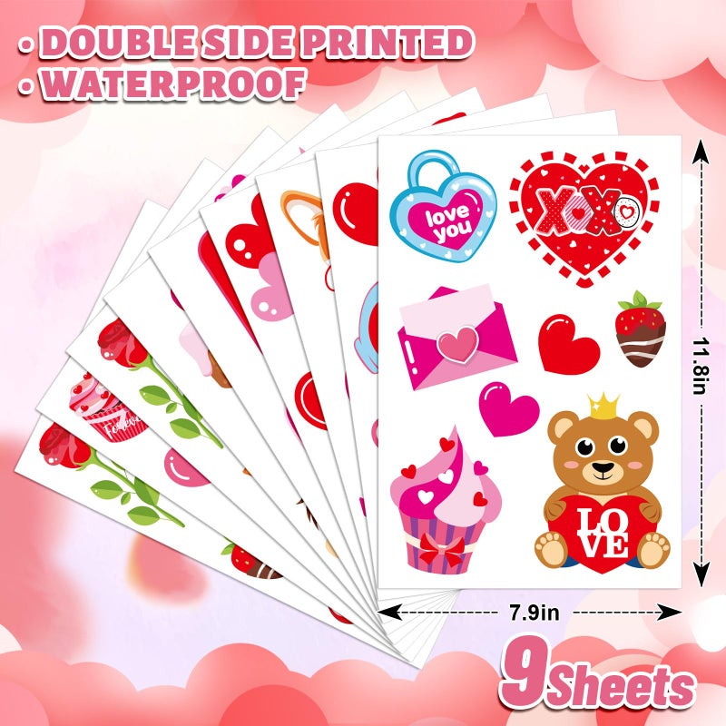 Whaline 9 Sheets Valentine's Day Cartoon Window Cling Stickers Red Pink Love Heart Cake Gnome Reusable Window Decals for Wedding Anniversary Party Home Office Classroom Decoration - Image 2