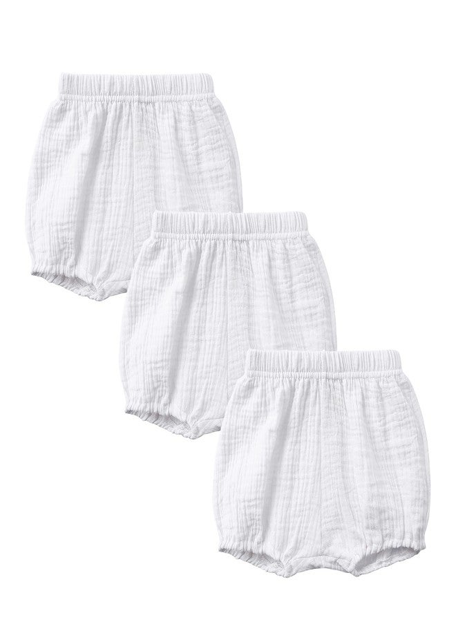 Durio 3 Pairs Baby Bloomers - Soft Diaper Covers for Toddler Girls Boys, Solid Baby Girl Shorts Cute Infant Newborn Underwear white*3 2-3 T - Image 1