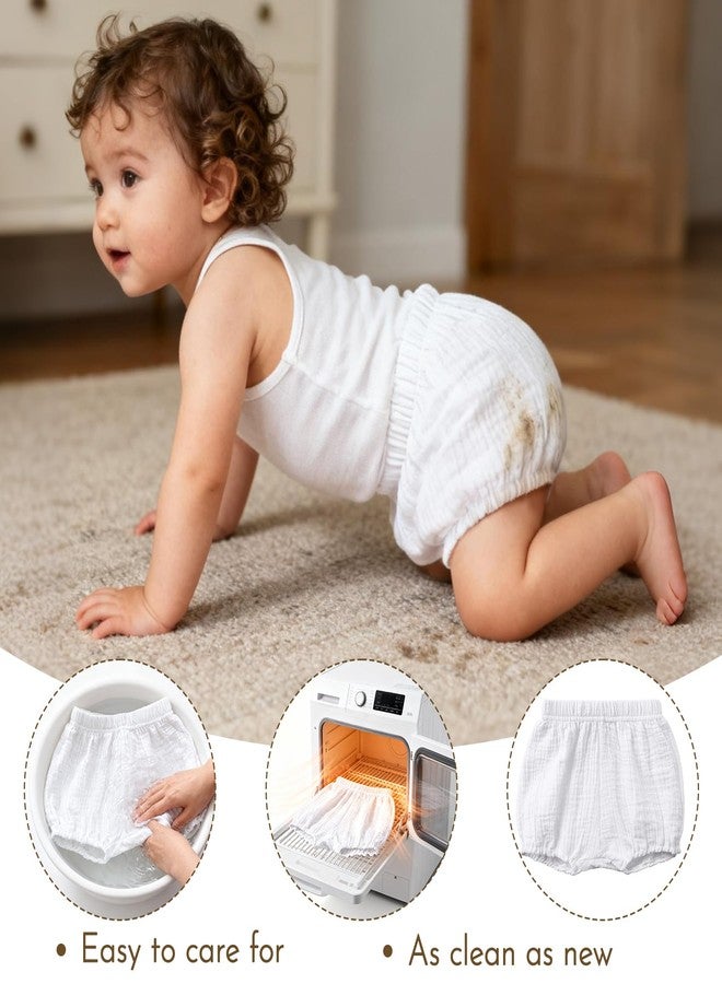 Durio 3 Pairs Baby Bloomers - Soft Diaper Covers for Toddler Girls Boys, Solid Baby Girl Shorts Cute Infant Newborn Underwear white*3 2-3 T - Image 5