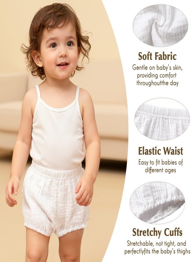 Durio 3 Pairs Baby Bloomers - Soft Diaper Covers for Toddler Girls Boys, Solid Baby Girl Shorts Cute Infant Newborn Underwear white*3 2-3 T - Image 4