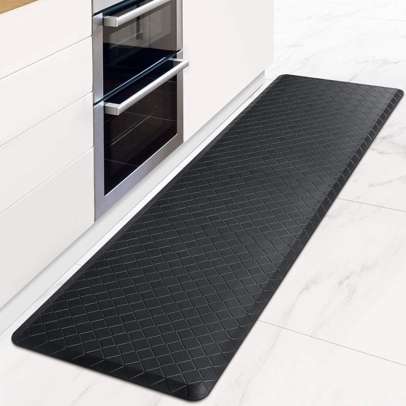 HappyTrends Kitchen Mat Cushioned Anti-Fatigue Floor Mat,17.3"x60",Thick Waterproof Non-Slip Heavy Duty Ergonomic Comfort Rug for Kitchen,Floor,Office,Sink,Laundry,Black - Image 1