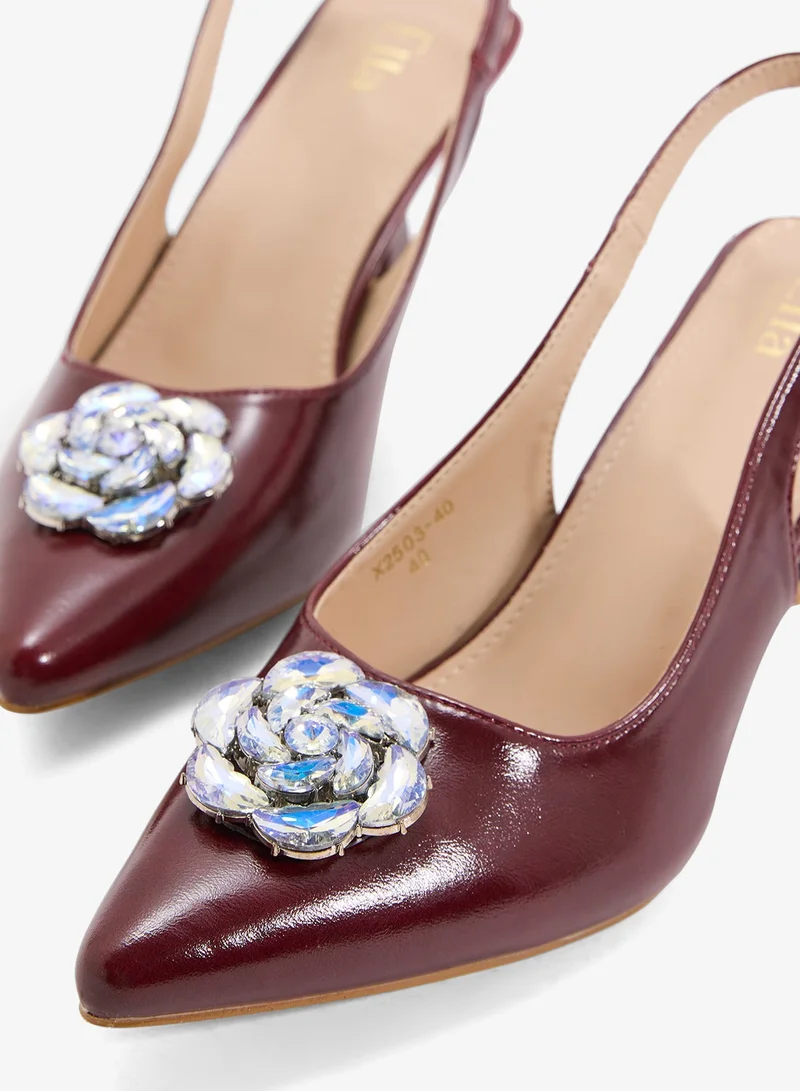 ELLA Sling Back Flower Heeled Pump