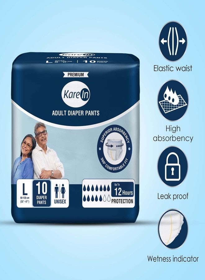 KareIn Premium Adult Diaper Pants, Large 90-120 Cm (35"- 47"), 10 Count, Unisex, Leakproof, Elastic Waist, Wetness Indicator (Pack of 2) - Image 4