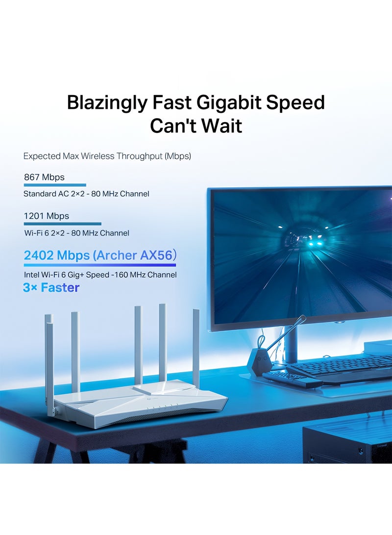 تي بي لينك موجه واي فاي 6 من آرتشر AX56 AX3000 جيجابت - مزدوج النطاق، 6 هوائيات خارجية، شبكة واي فاي سلسة، تحكم متقدم للآباء، وتحكم صوتي عبر أمازون أليكسا - Image 5