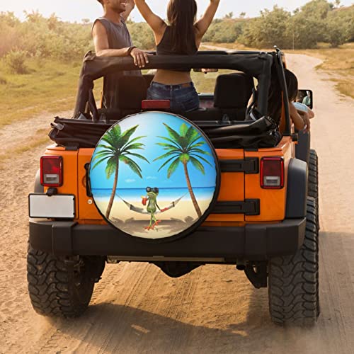 Foruidea Summer Green Frog Spare Tire Cover Dust-Proof Wheel Tire Cover Fit Trailer, RV, SUV and Many Vehicle 17 Inch - Image 4