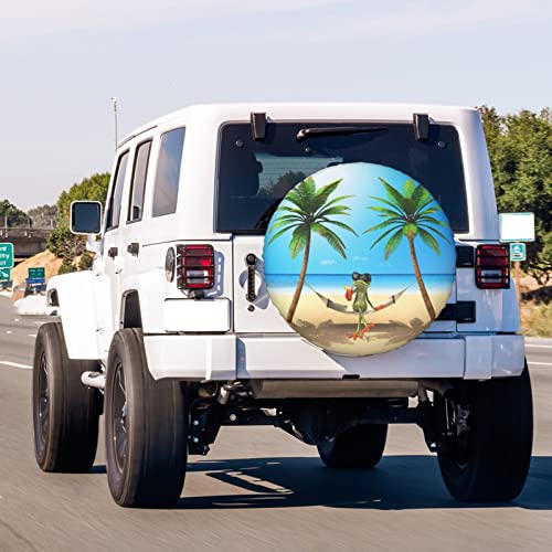 Foruidea Summer Green Frog Spare Tire Cover Dust-Proof Wheel Tire Cover Fit Trailer, RV, SUV and Many Vehicle 17 Inch - Image 3