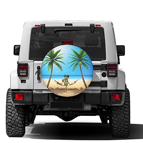 Foruidea Summer Green Frog Spare Tire Cover Dust-Proof Wheel Tire Cover Fit Trailer, RV, SUV and Many Vehicle 17 Inch - Image 2