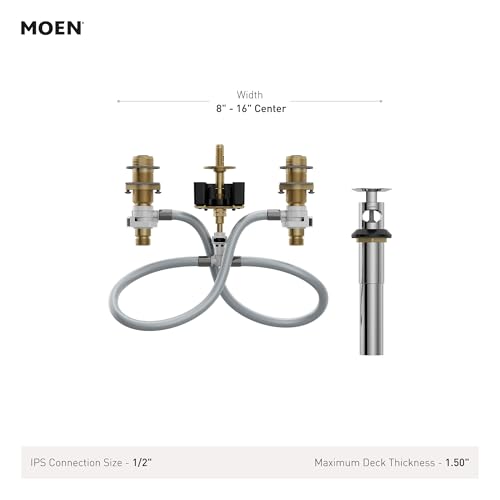 Moen Widespread Bathroom Sink Faucet Rough In Water Valve with Drain Assembly, 9000 - Image 5