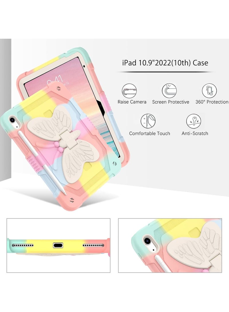 عام متوافق مع حافظة iPad الجيل العاشر مقاس 10.9 بوصة 2022 2 في 1 حافظة متينة مقاومة للصدمات مع حامل قلم لجهاز iPad 10.9 بوصة 2022 - Image 5