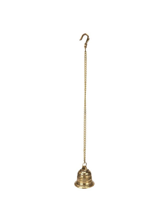 Kartique Brass Hanging Bell with Antique J Hooks - Metal Chain for Porches, Doors, Mandirs - Ideal for Home & Outdoor Decor, Housewarming Gift - Image 3