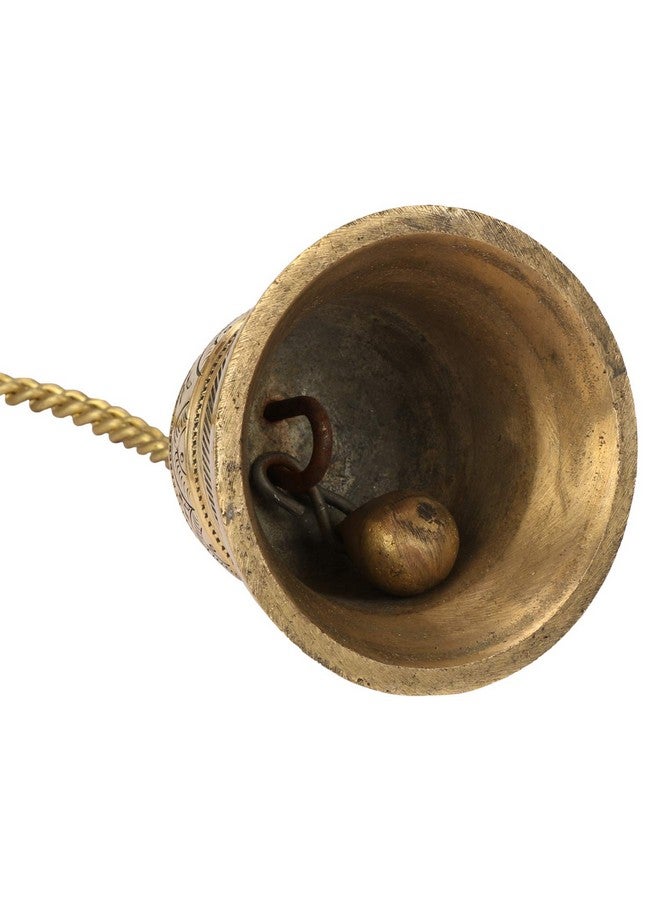 Kartique Brass Hanging Bell with Antique J Hooks - Metal Chain for Porches, Doors, Mandirs - Ideal for Home & Outdoor Decor, Housewarming Gift - Image 2