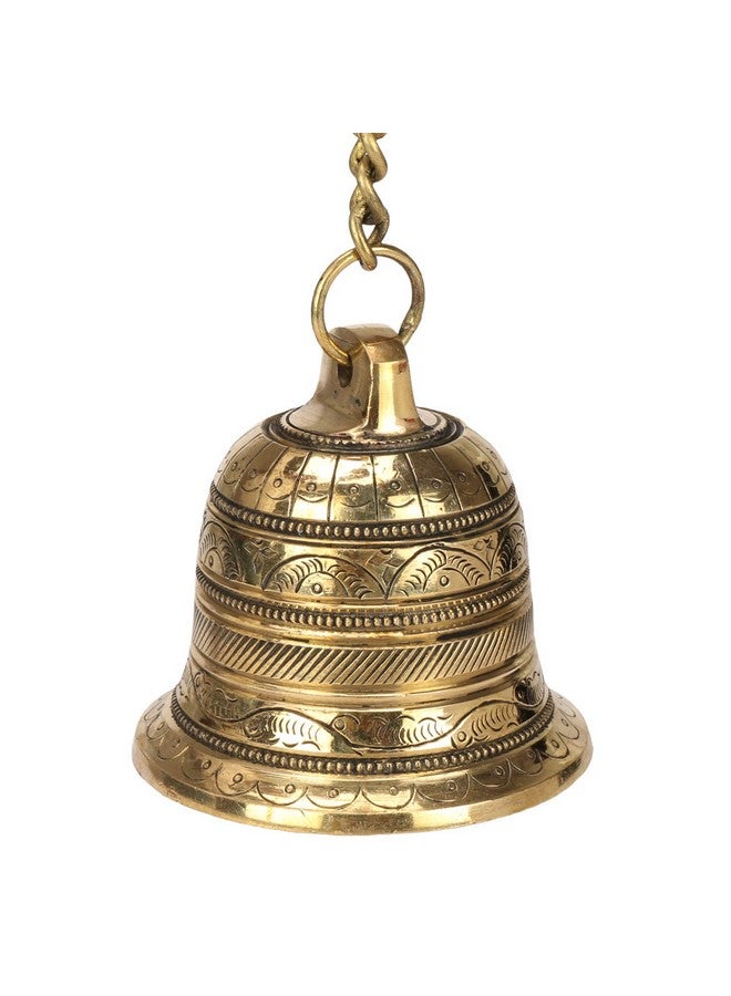 Kartique Brass Hanging Bell with Antique J Hooks - Metal Chain for Porches, Doors, Mandirs - Ideal for Home & Outdoor Decor, Housewarming Gift - Image 5