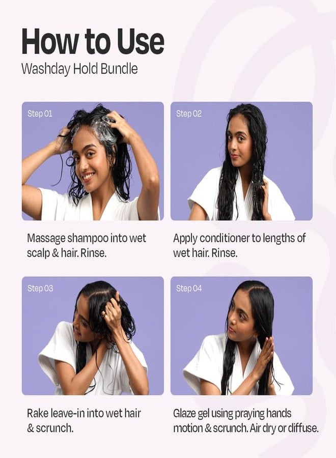 MANETAIN Washday Hold Bundle Mini Size - Complete Curly Hair Care Set | Moisturizing Shampoo 100ml | Multipurpose Conditioner 100gm | Leave-In Conditioner 100 ml and Hard Hold Gel 100 ml - Image 4