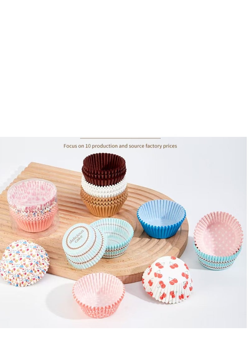 100Pcs/set  Cupcake Baking Paper Cases Cake Box,Disposable Muffins Baking Cupcake Mould 6.8x5x3cm - Rainbow Cake - Image 5