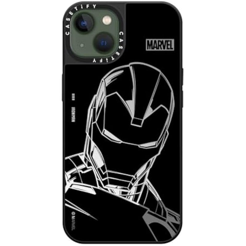 Casetify Mirror iPhone 13 Case 【Iron Man Co-Lab/Reflective / 4.9ft Drop Protection/Compatible with Magsafe】 - Iron Man - Black - Silver on Black - Image 2