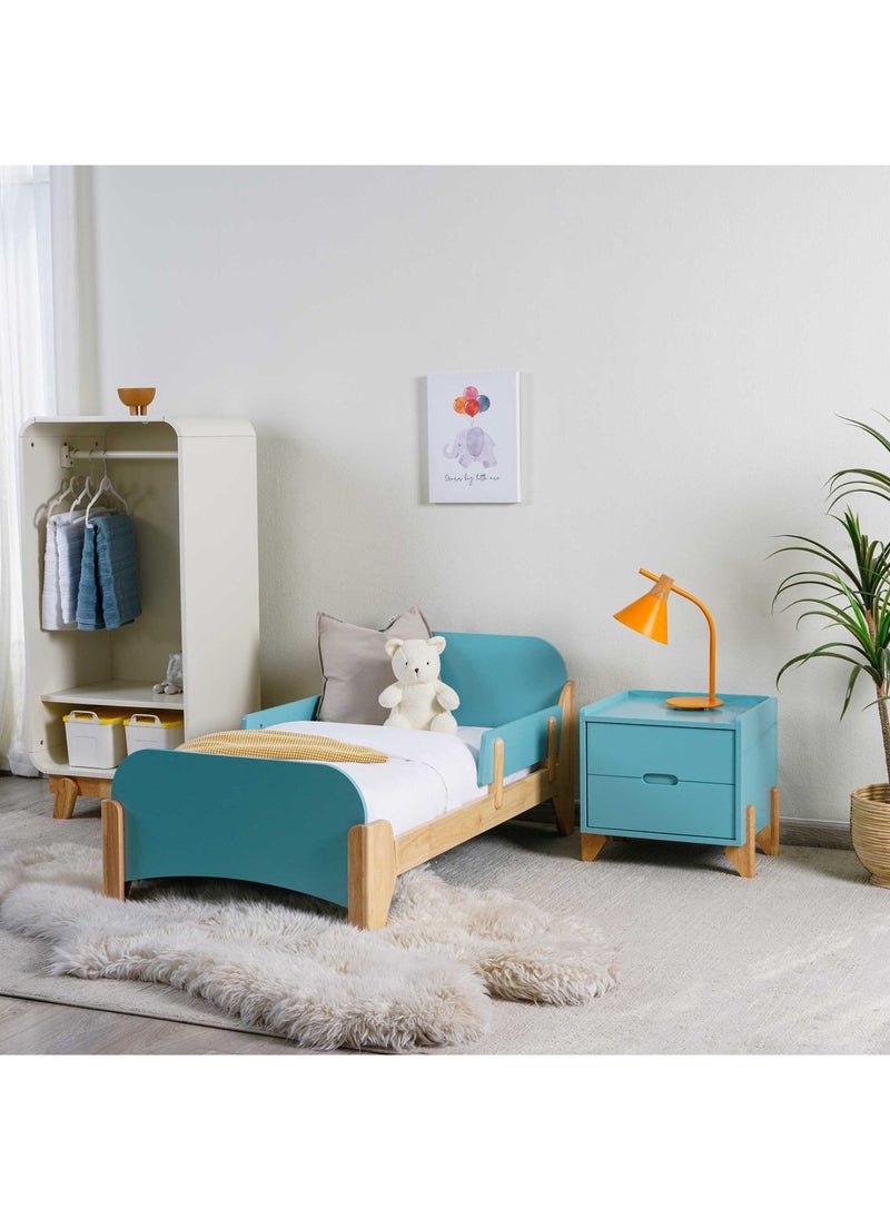 Pan Home MARLOWE-2 IN 1 TODDLE BED (CONVERTIBLE TO WRITING DESK) 70X130CM SOLID RUBBER WOOD -BLUE AND WHITE  - Image 2