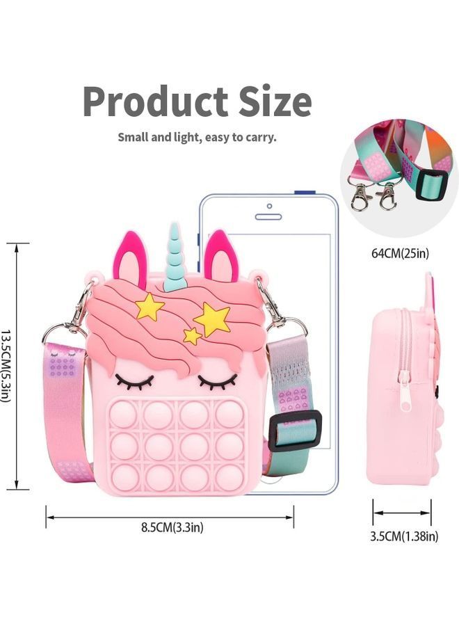 NIBEMINENT Mini Unicorn Small Cross Body Purse Fidget Poppers Toy 8.5x3.5x13.5cm  - Image 3