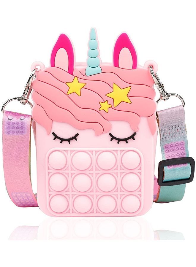 NIBEMINENT Mini Unicorn Small Cross Body Purse Fidget Poppers Toy 8.5x3.5x13.5cm  - Image 1