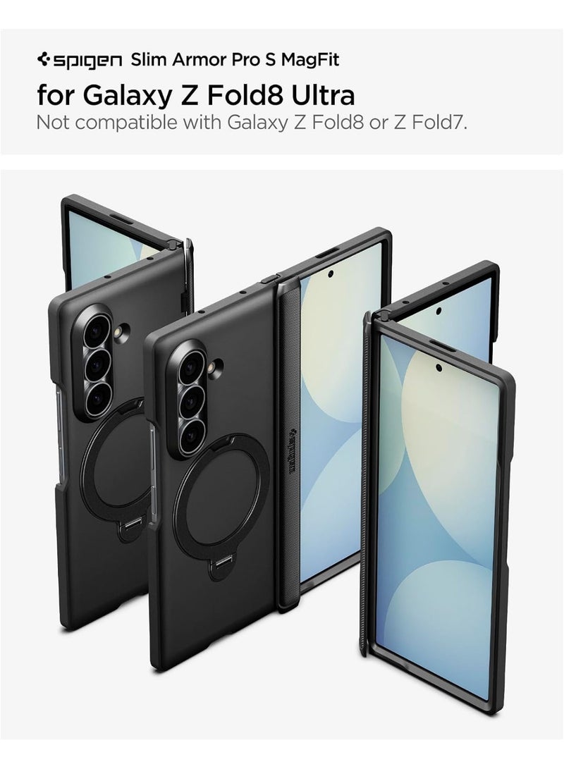 Spigen Slim Armor Pro S MagFit Samsung Galaxy Z Fold 8 ULTRA Case (2026) 360 Ring Stand [MagSafe Compatible] Cover Mil Grade Drop & Hinge Protection - Black - Image 3