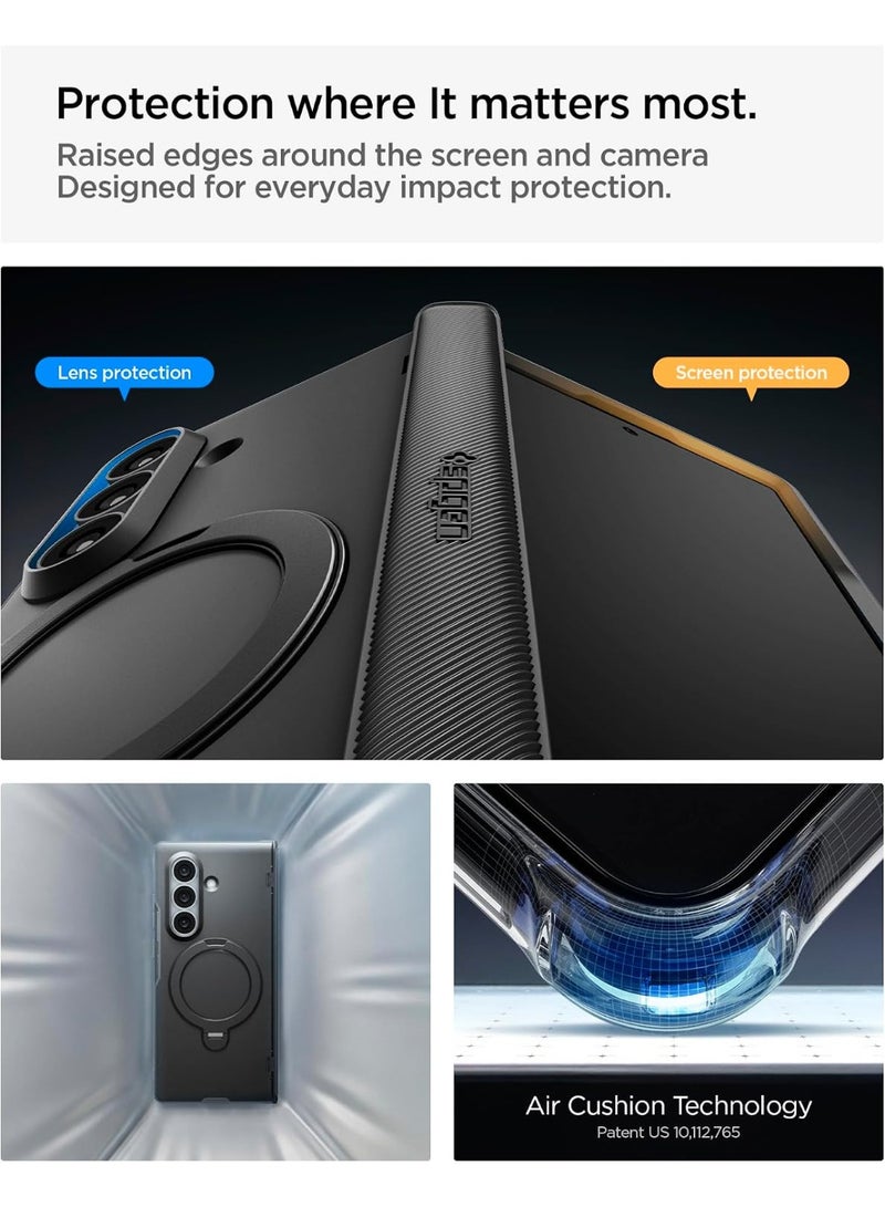 Spigen Slim Armor Pro S MagFit Samsung Galaxy Z Fold 8 ULTRA Case (2026) 360 Ring Stand [MagSafe Compatible] Cover Mil Grade Drop & Hinge Protection - Black - Image 5