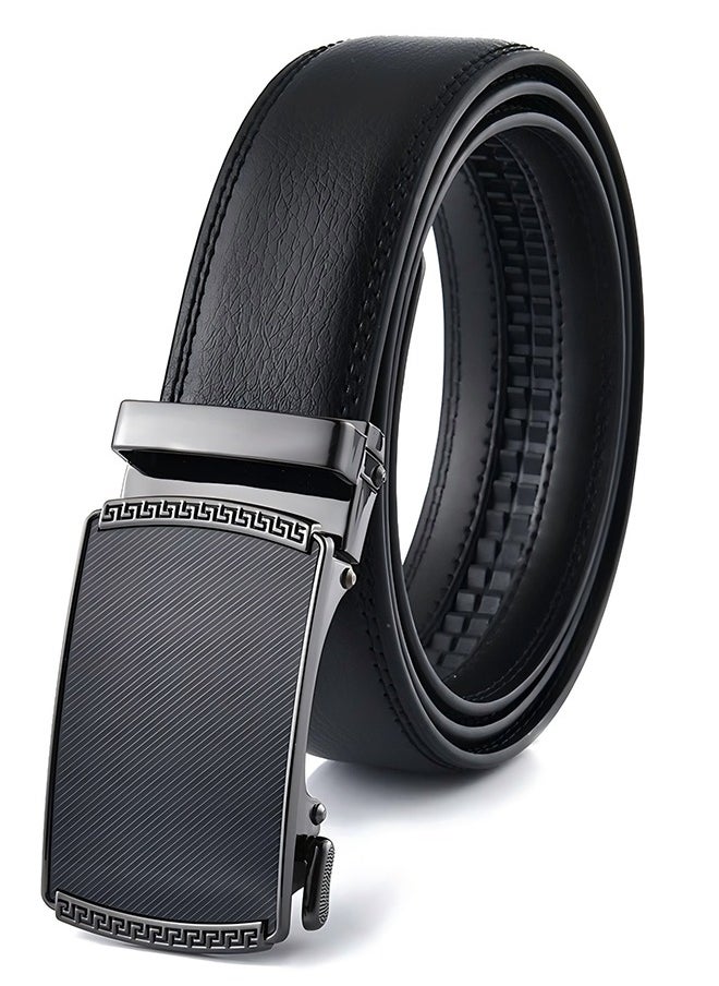 Generic Men's Ratchet Strap Leather 1.75" Adjustable Belt For Men's Formal Casual Jeans Comfort Fit Sliding Belt For Easy Adjustment Automatic Buckle  - Image 1