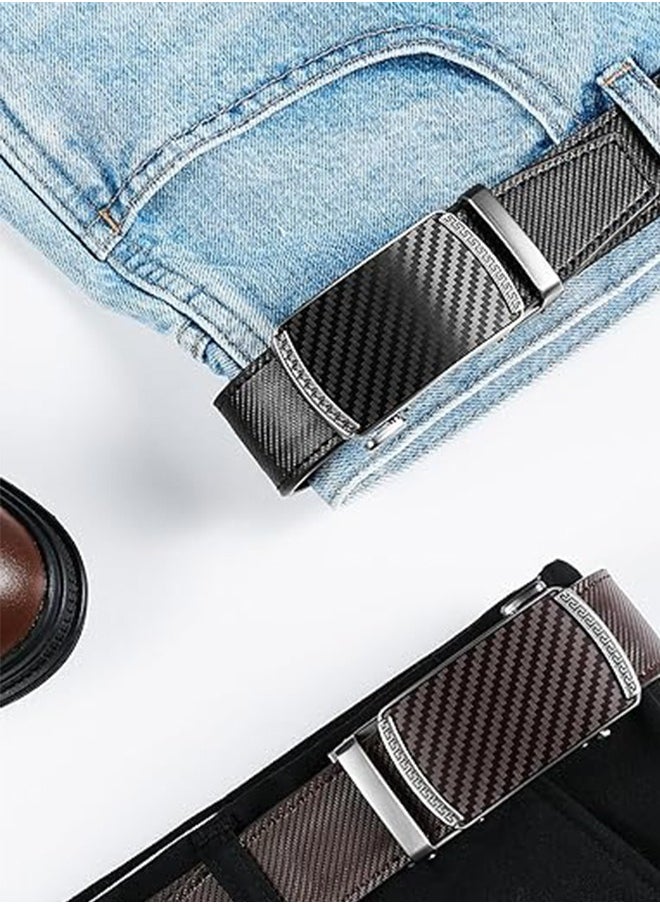 Generic Men's Ratchet Strap Leather 1.75" Adjustable Belt For Men's Formal Casual Jeans Comfort Fit Sliding Belt For Easy Adjustment Automatic Buckle  - Image 2