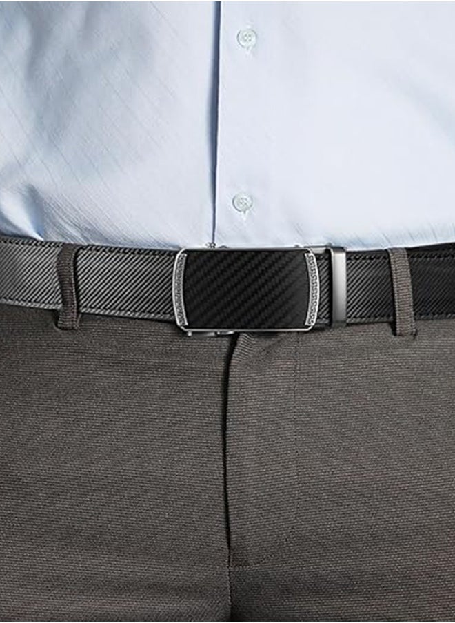 Generic Men's Ratchet Strap Leather 1.75" Adjustable Belt For Men's Formal Casual Jeans Comfort Fit Sliding Belt For Easy Adjustment Automatic Buckle  - Image 3