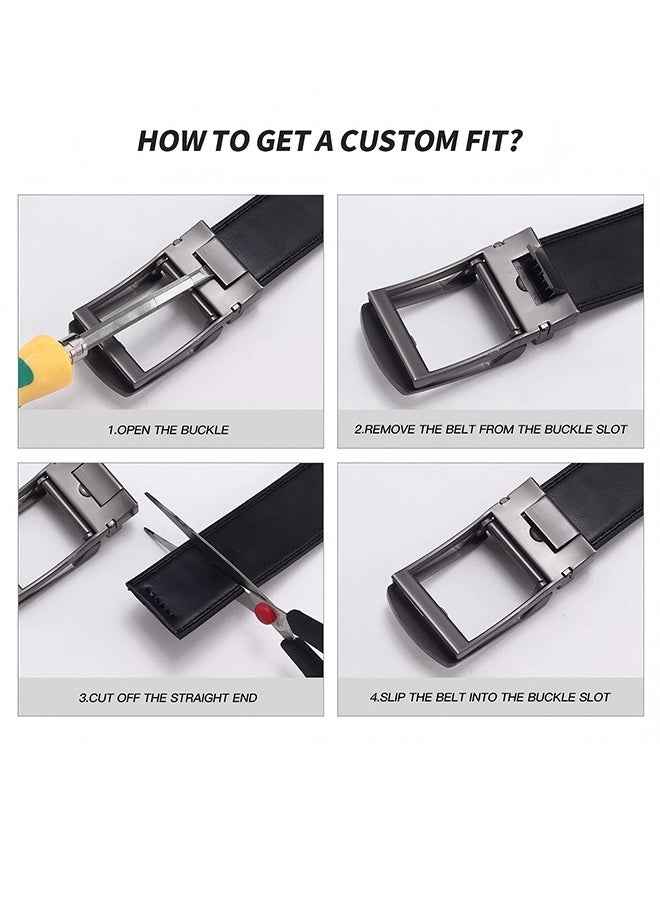 Generic Men's Ratchet Strap Leather 1.75" Adjustable Belt For Men's Formal Casual Jeans Comfort Fit Sliding Belt For Easy Adjustment Automatic Buckle  - Image 4