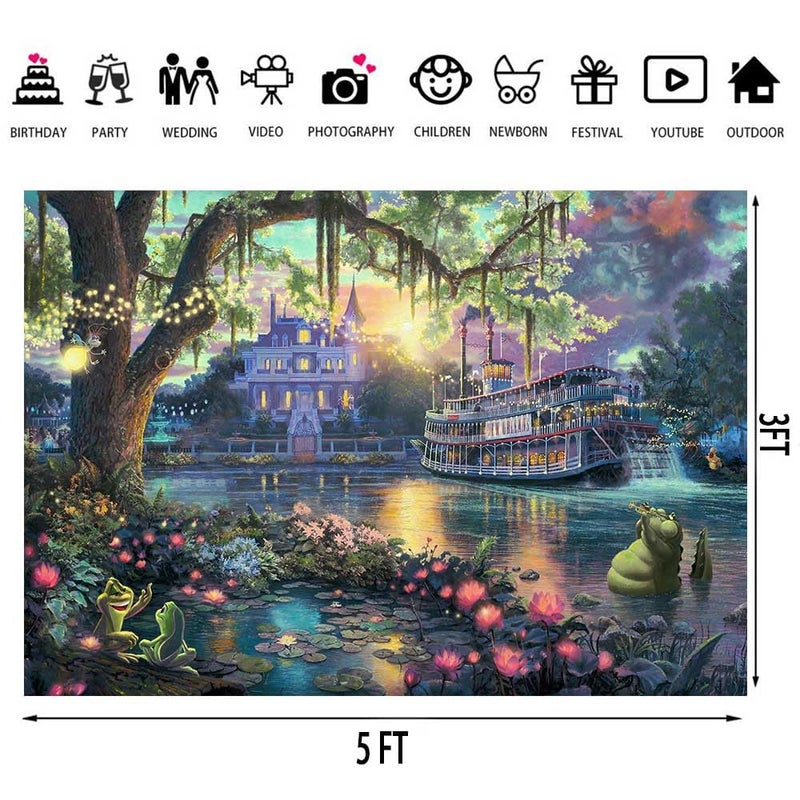 SSCSTS Palace Photography Background Fairy Tale Prince Princess Happiness Frog Castle Photography Background Studio Props (5x3ft-polyester) - Image 4