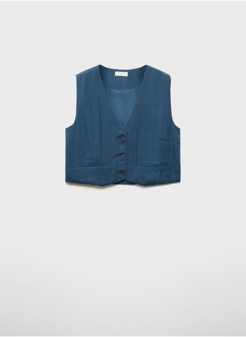 MANGO Youth Button Detail Vest Coat  - Image 4