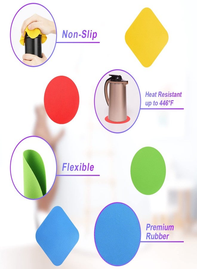 KINBOM 8pcs Jar Gripper Pads, Rubber Jar Gripper Pad Multifunctional Jar Opener Grippers Kitchen Coaster for Elderly Children Women Weak Hands (4 Colors) - Image 4