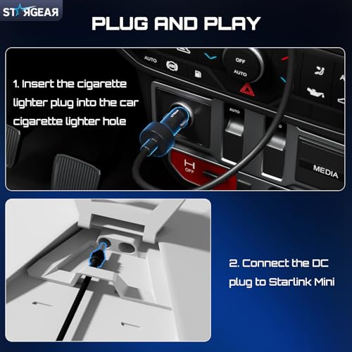 Stargear Starlink Mini Cable 12V Power Cable 3M/10FT, Starlink Mini Accessories 16AWG Cigarette Lighter to DC Cord, 12V-48V Car Charger Car Adapter - Image 3
