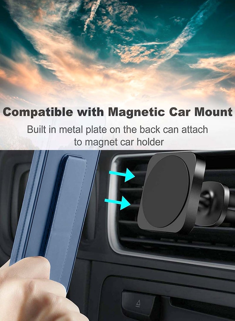 دبليو تيك Realme Note 50 4G 2024 قبضة اليد قابلة للطي المغناطيسي مسند المعصم حزام قبضة الاصبع مع غطاء حالة الحديد المدمج - أزرق صخري - Image 3