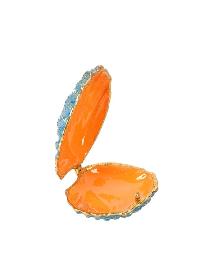QIFU Hand Painted Enameled Shell Style Decorative Hinged Jewelry Trinket Box Unique Gift for Home Decor - Image 2