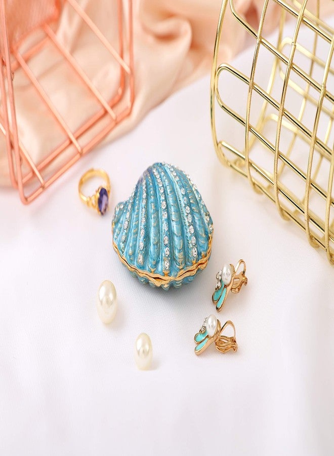 QIFU Hand Painted Enameled Shell Style Decorative Hinged Jewelry Trinket Box Unique Gift for Home Decor - Image 5