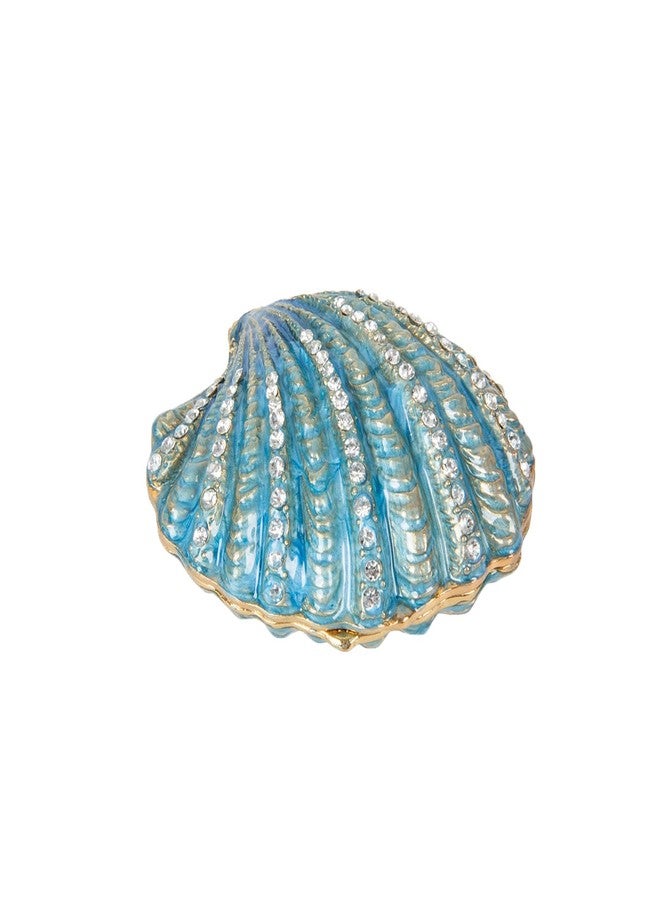 QIFU Hand Painted Enameled Shell Style Decorative Hinged Jewelry Trinket Box Unique Gift for Home Decor - Image 1