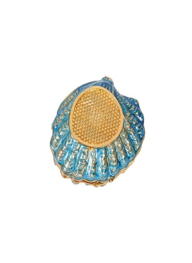 QIFU Hand Painted Enameled Shell Style Decorative Hinged Jewelry Trinket Box Unique Gift for Home Decor - Image 3