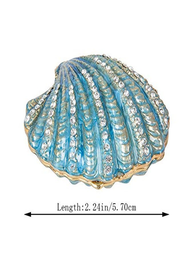 QIFU Hand Painted Enameled Shell Style Decorative Hinged Jewelry Trinket Box Unique Gift for Home Decor - Image 4