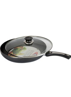 KAWASHI Aluminium Non-stick Opera Frypan With Glass Lid Black 24CM  - Image 1