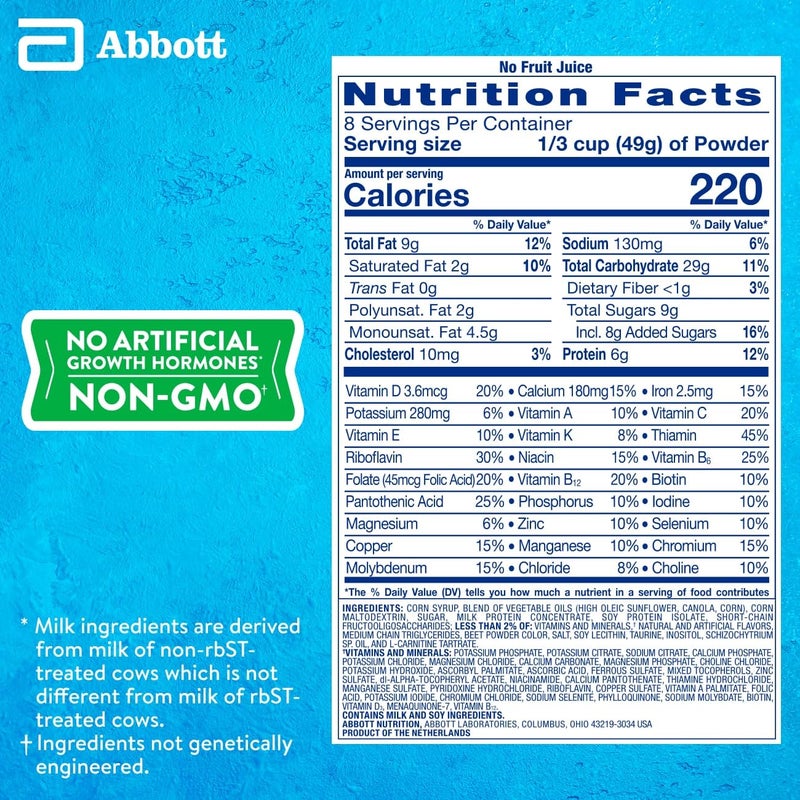 PediaSure Grow & Gain with Immune Support Shake Mix Powder, 23 Vitamins & Minerals, 6g Protein, Non-GMO, Gluten-Free, Kids Nutrition, Strawberry, 14.1 oz Can, Pack of 6-48 servings - Image 2