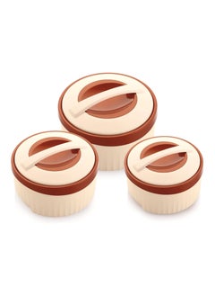 NAKODA Swift Plastic Casserole 3pcs Set Brown 500ML, 1000ML, 1500ML  - Image 1